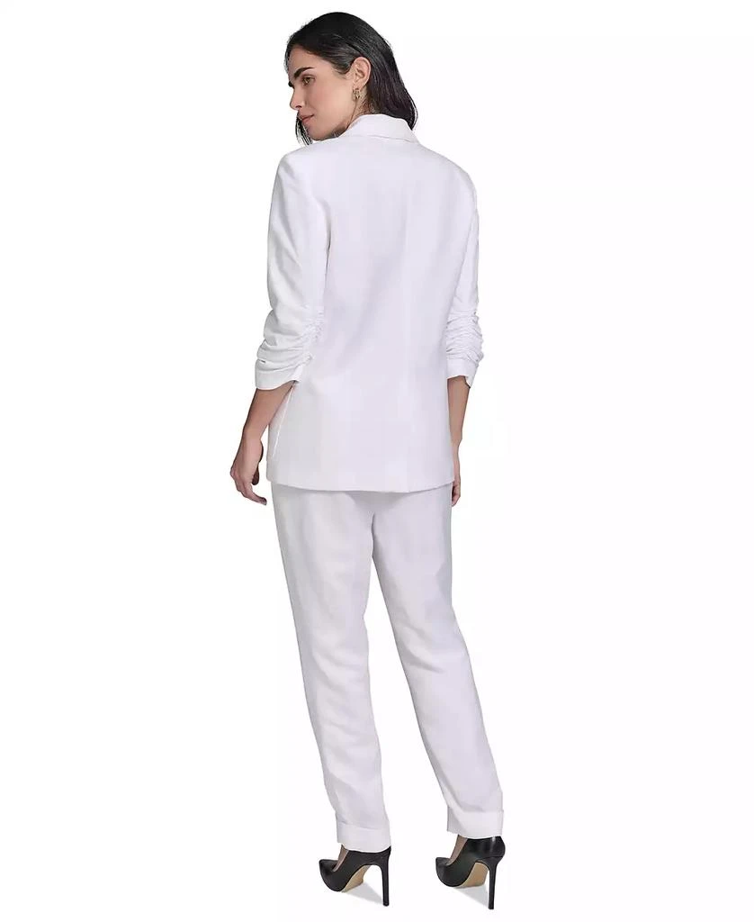 Calvin Klein Petite Ruched-Sleeve Linen-Blend Blazer 5