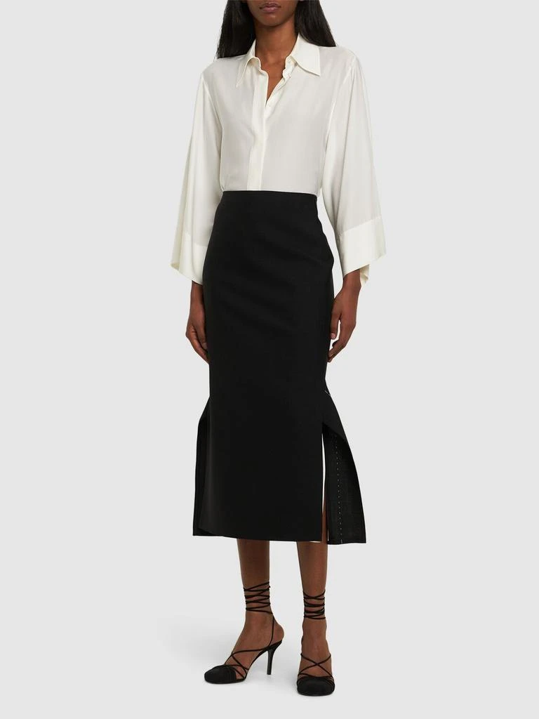 THE ROW Patillon Asymmetric Wool Midi Skirt 1