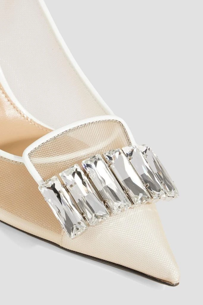 Sergio Rossi Crystal-embellished patent-leather and mesh pumps 4