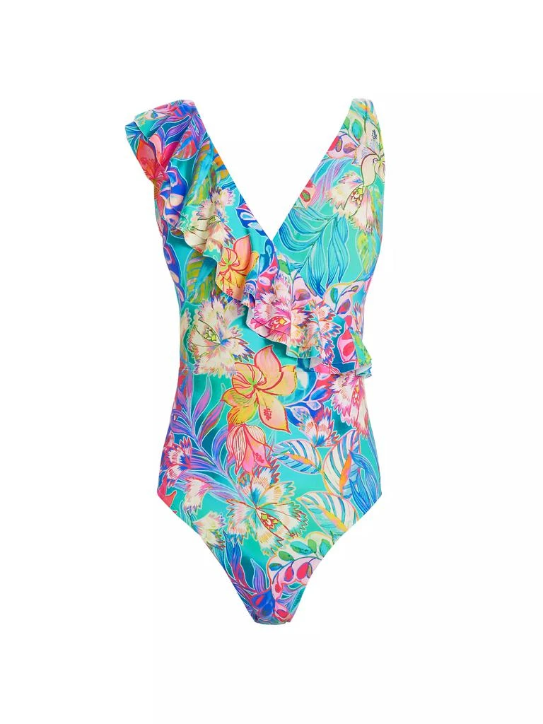 Johnny Was Helena Floral Ruffled One-Piece Swimsuit 1