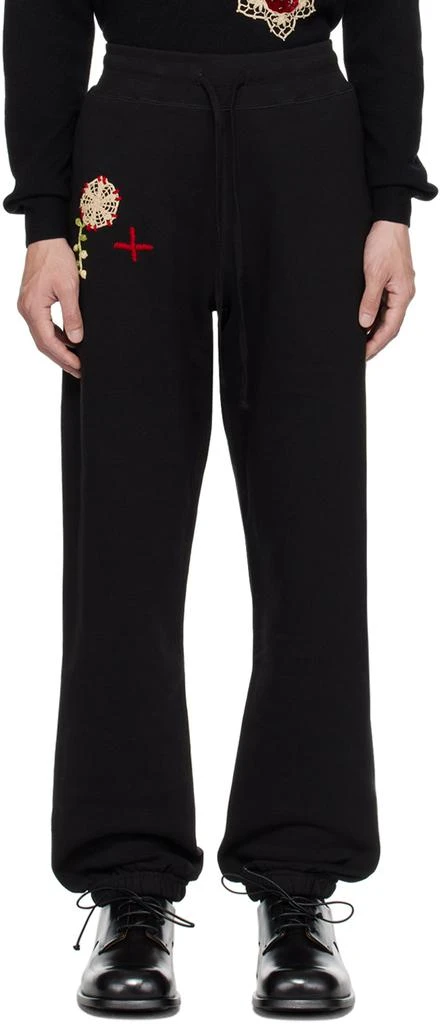 BENTGABLENITS Black Embroidered Sweatpants 1