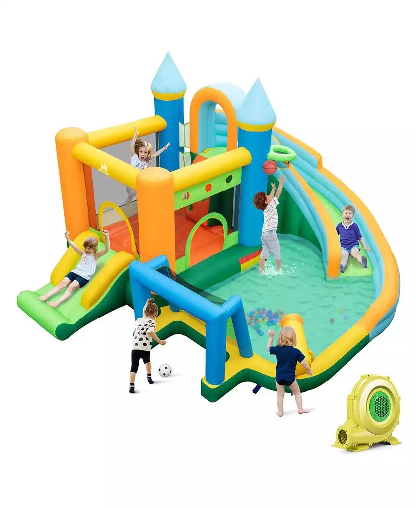 Mecale Inflatable Water Slide Blowup Bounce House with Dual Slides and Splash Pool (Without Blower) 2