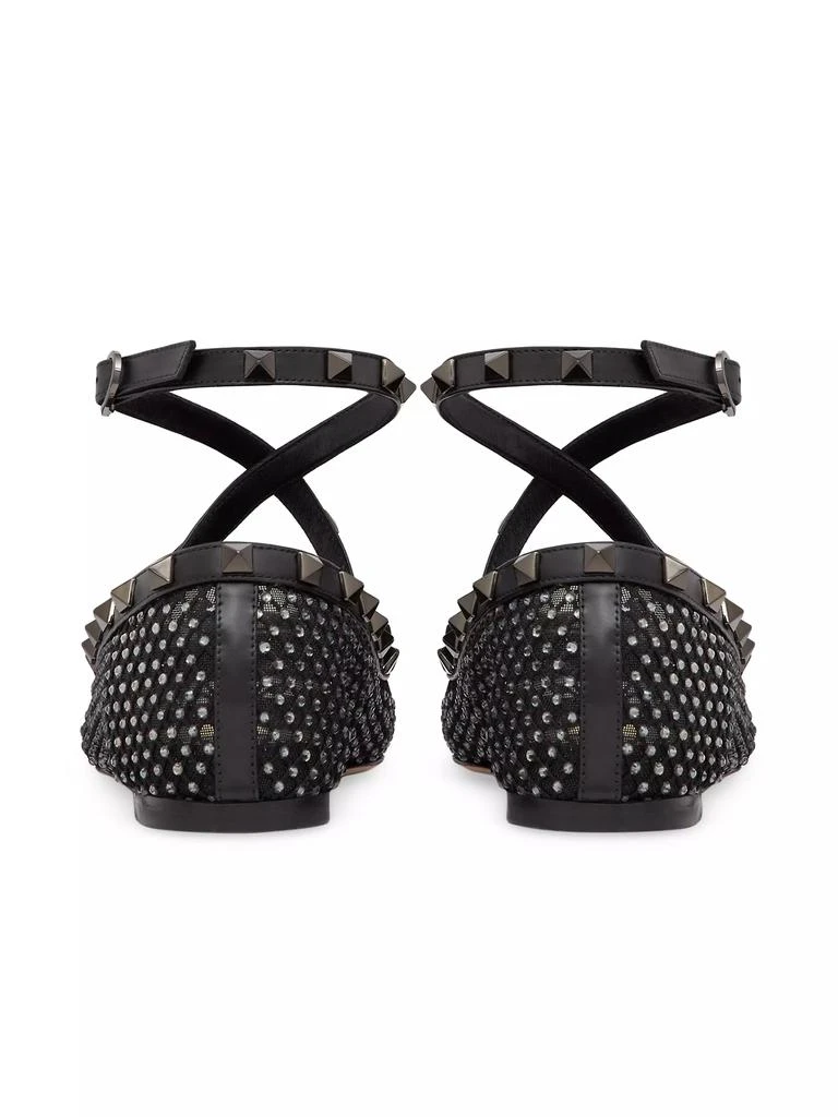 Valentino Rockstud Mesh Ballerina Flats With Crystals And Matching Studs 3