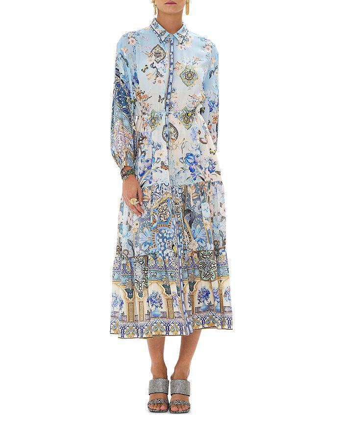 Camilla Silk Midi Shirt Dress in Al Manial Palace Memoirs