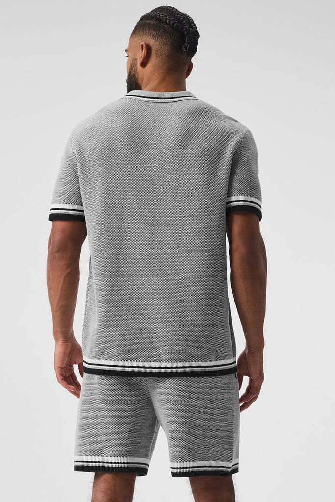 Alo Sports Club Sweater Knit Polo - Athletic Heather Grey 2