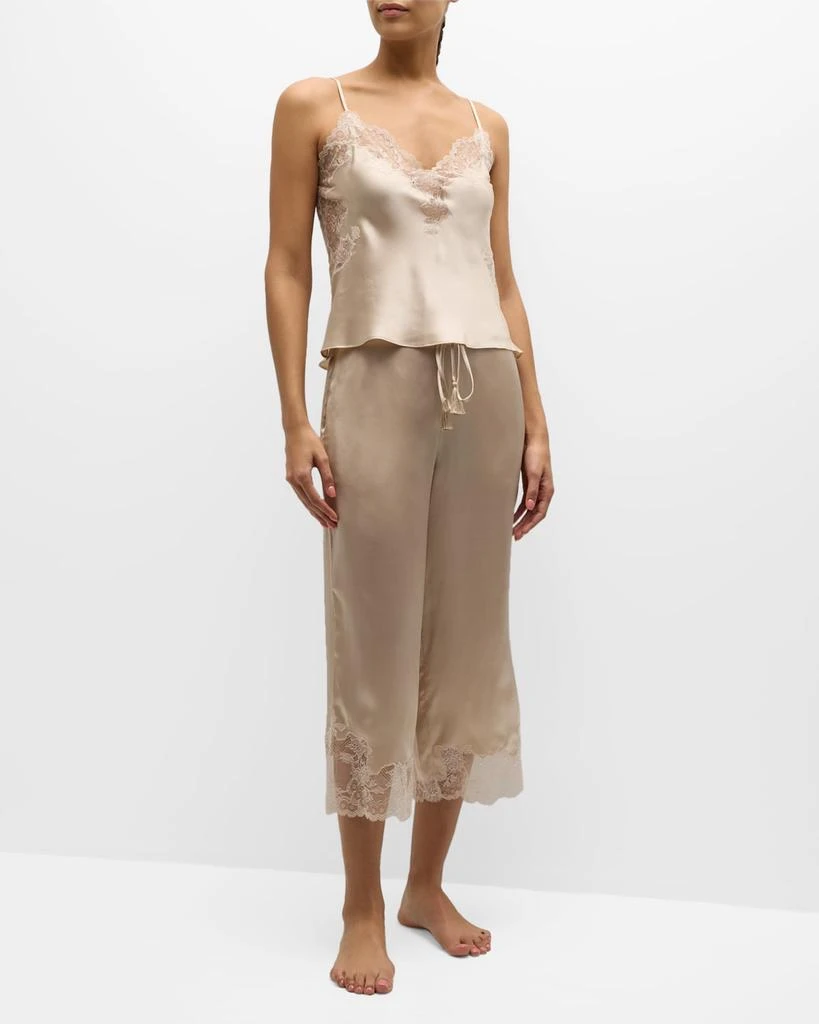 Josie Lolita Cropped Lace-Trim Charmeuse Pajama Set 1