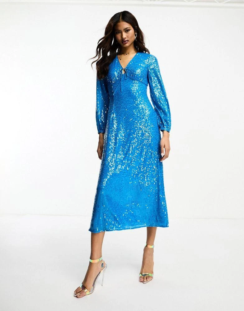 whistles dress blue Whistles Sequin Keyhole Midi Dress  For The Creators