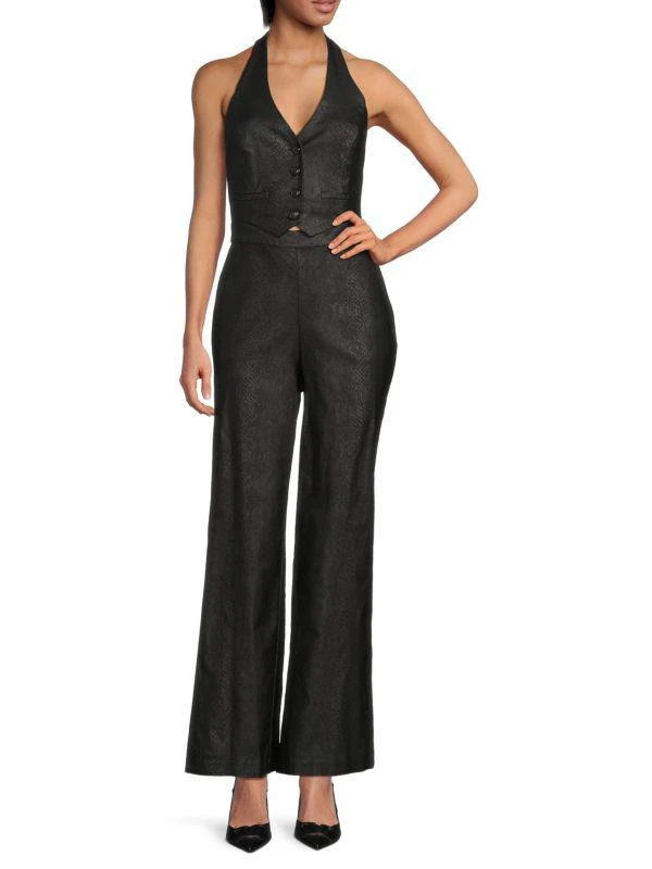 BCBG Halter Button-Front Stretch Jumpsuit 1
