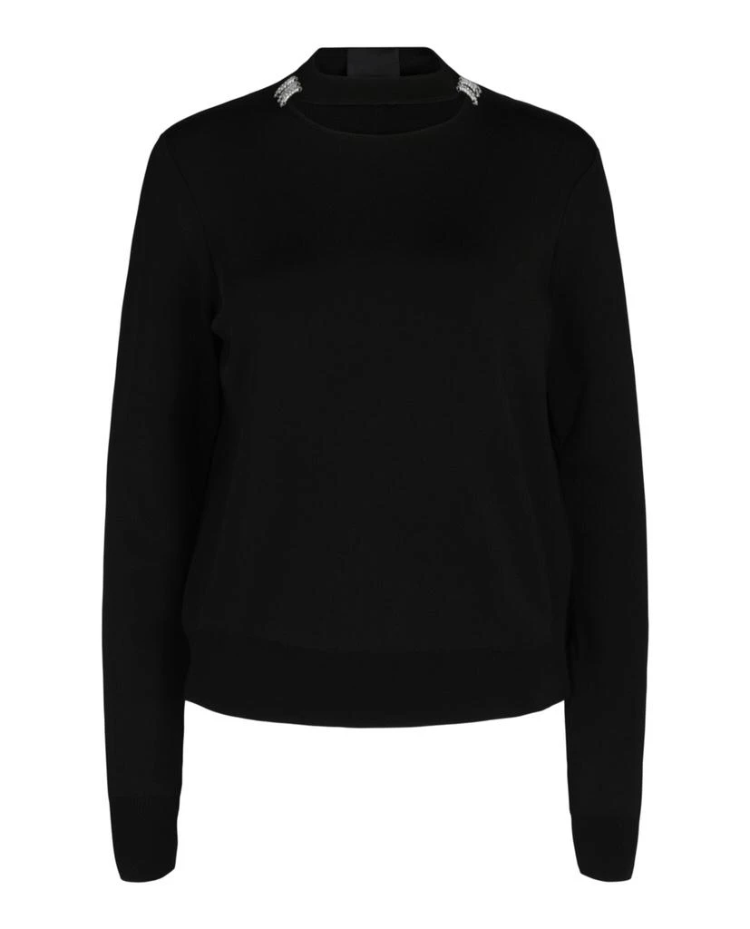 Givenchy Slim Crew Neck Sweater With Crystal Details 1