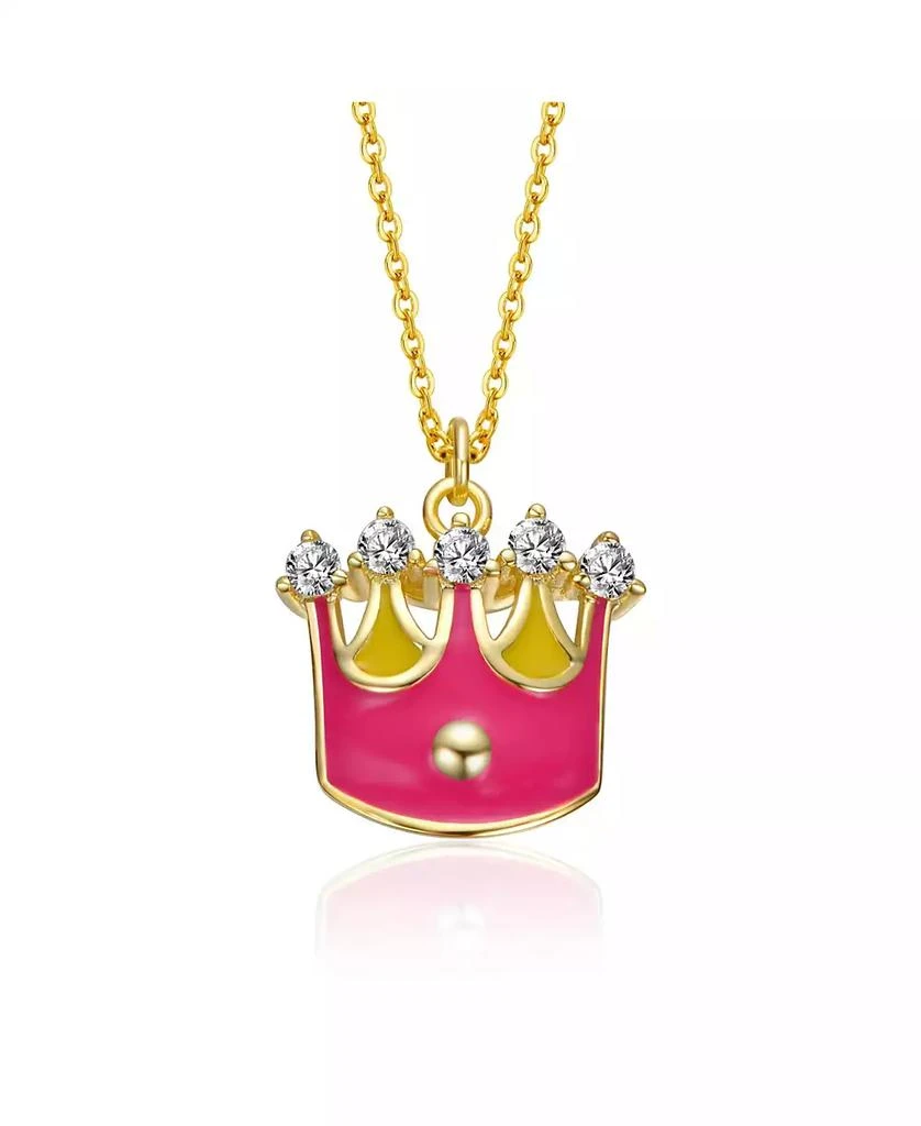 GiGiGirl 14K Gold Plated with Colored Enamel 
Clear Cubic Zirconia Crown Pendant Necklace