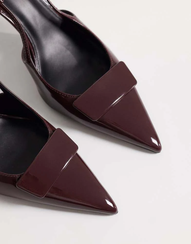 Mango Mango sling back heels in burgundy 2