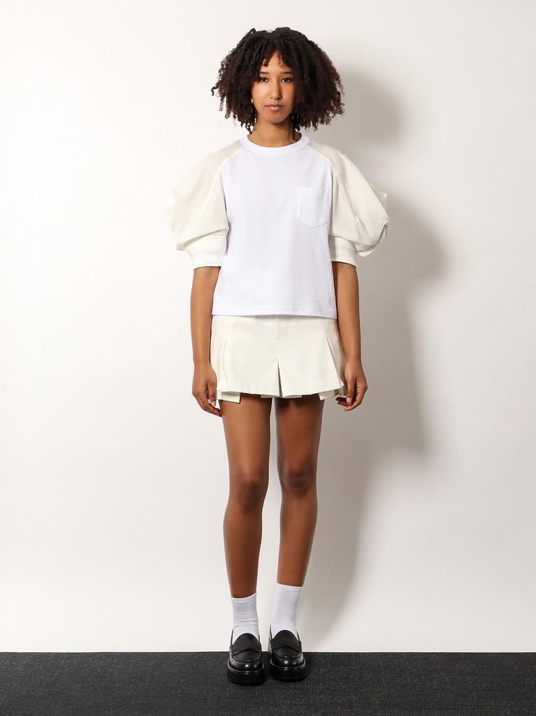 Sacai Cotton t-shirt with nylon short sleeve