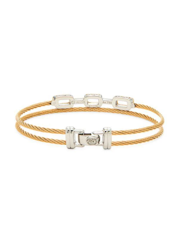 ALOR Classique 18K Gold, Stainless Steel & 0.37 TCW Diamond Cable Bracelet 3