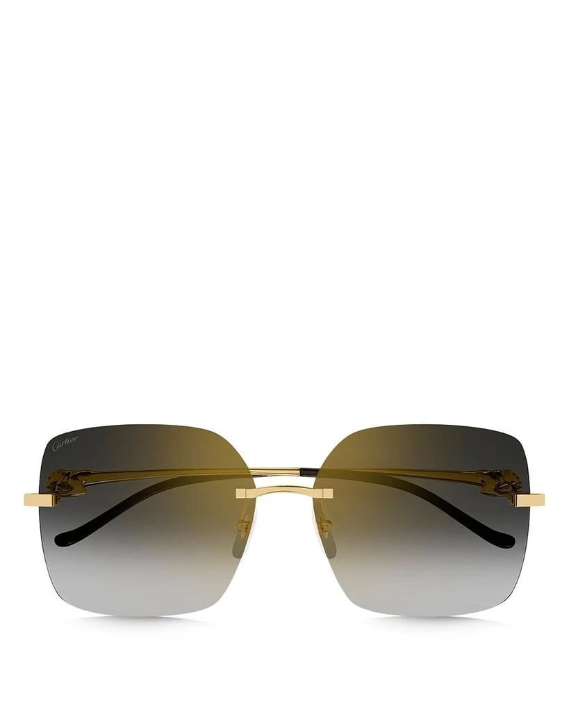 Cartier Panthere Classic 24K Gold Plated Rimless Square Sunglasses, 60mm 2