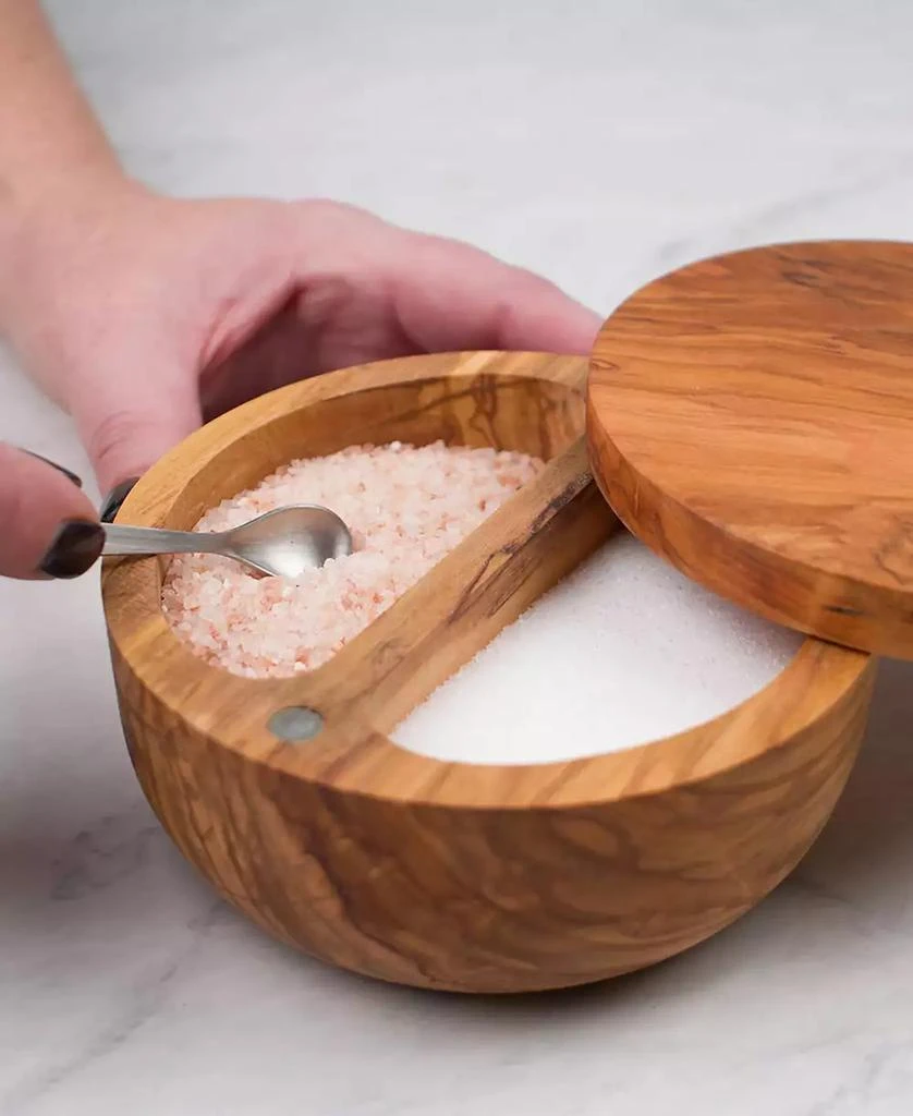 RSVP International Olive Wood 8 ounce Salt Box 9