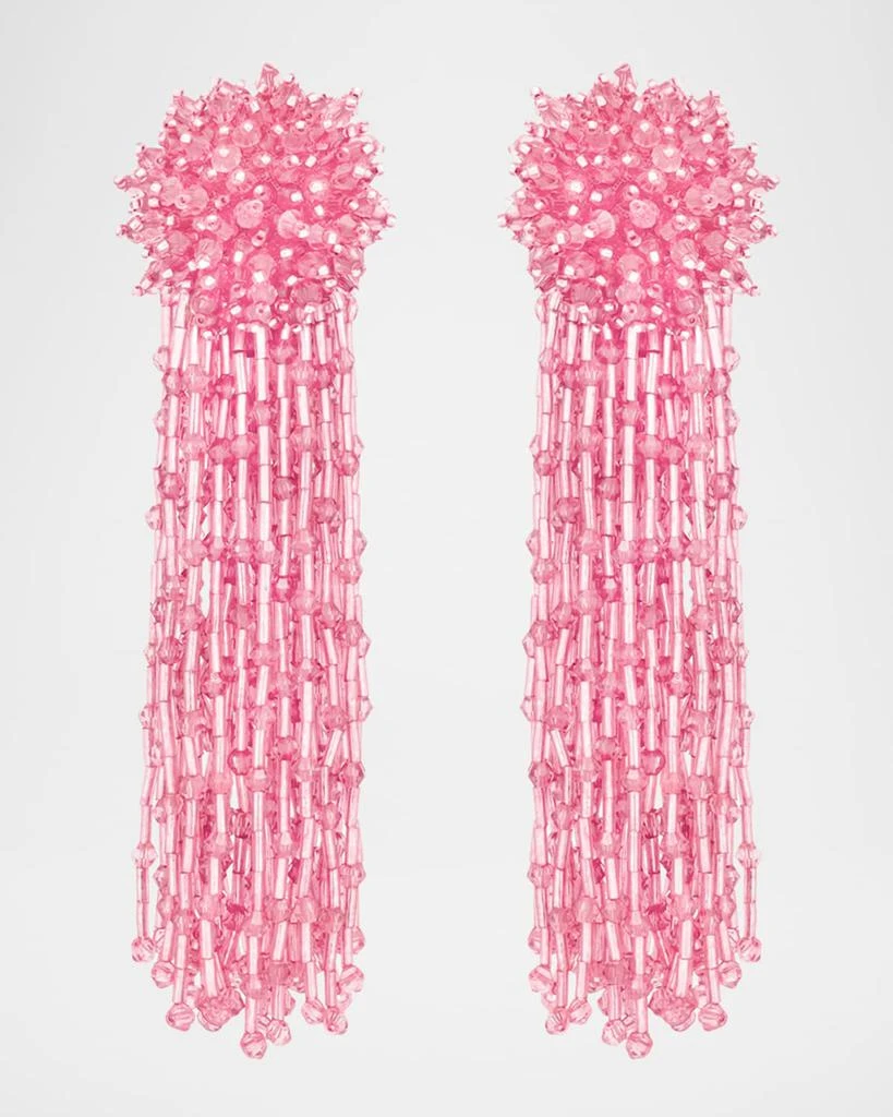 Oscar de la Renta Beaded Tassel Drop Clip-On Earrings