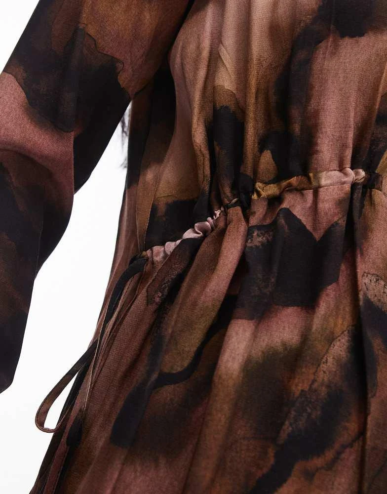 Topshop Topshop ruched side shirt dress in marble print 3
