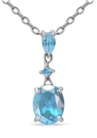 Belk 
Co. 2.15 ct.t.w. Swiss Blue Topaz and  White Topaz Drop Pendant Necklace in Sterling Silver