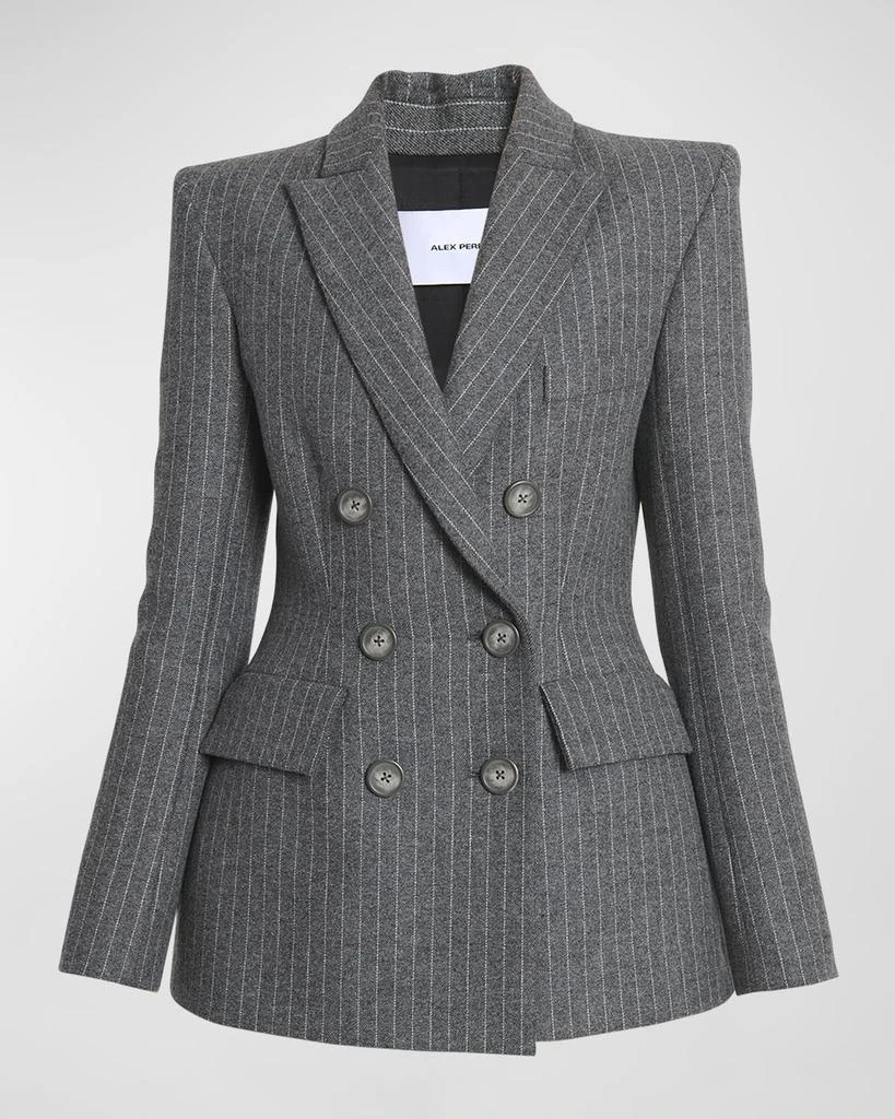 Alex Perry Wool Pinstripe Double-Breasted Fitted Blazer 1