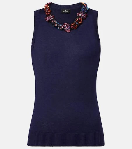 ETRO Embellished silk and cashmere top 1