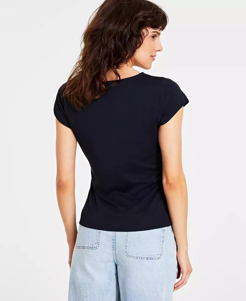 On 34th Women's Knit Side-Tie T-Shirt, Created for Macy's