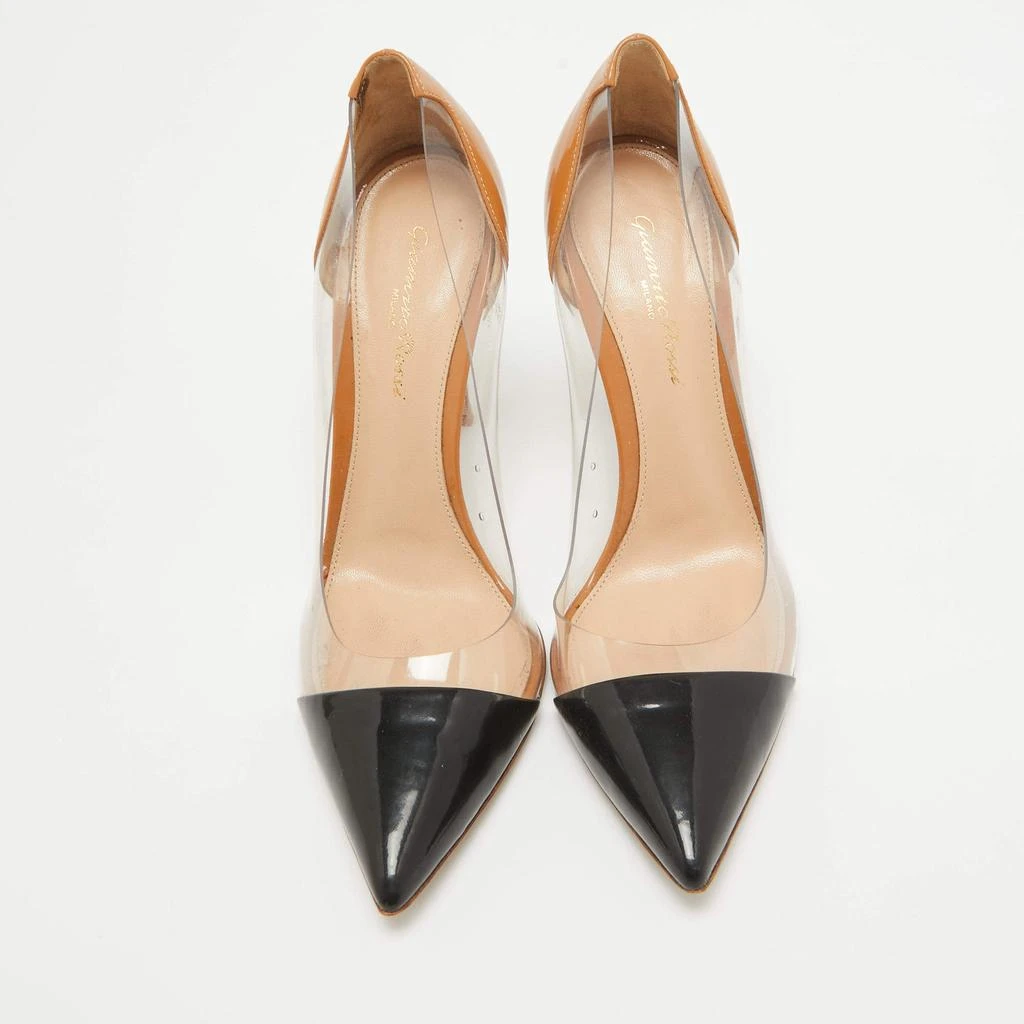 Gianvito Rossi Gianvito Rossi Nude/Black Patent Leather And PVC Plexi Pointed Toe Pumps Size 38 3