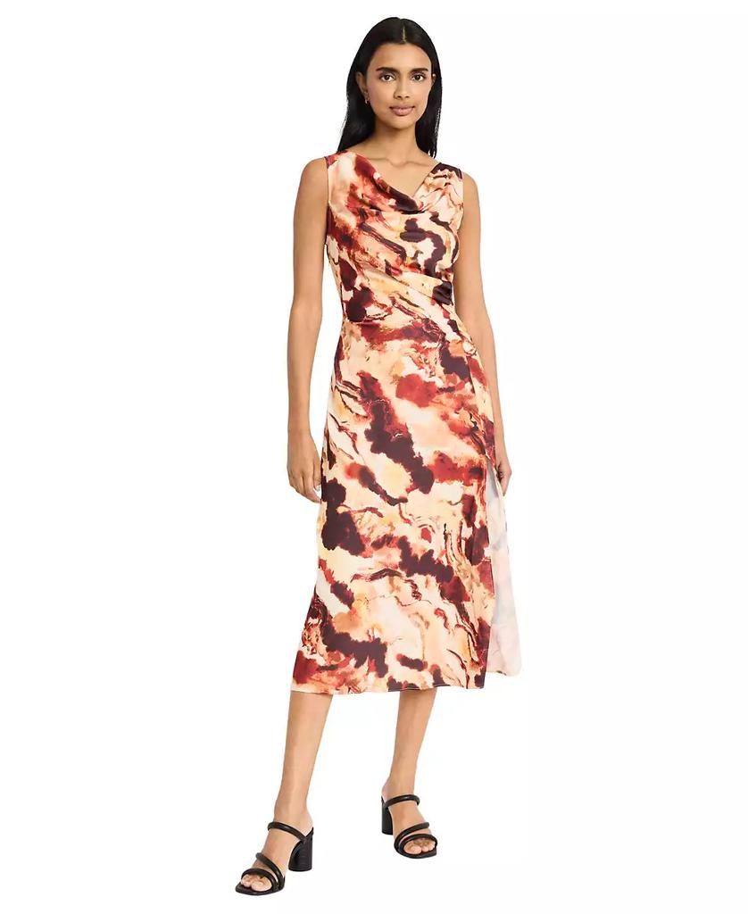 Donna Morgan Women's Sleeveless Cowlneck Midi Dress