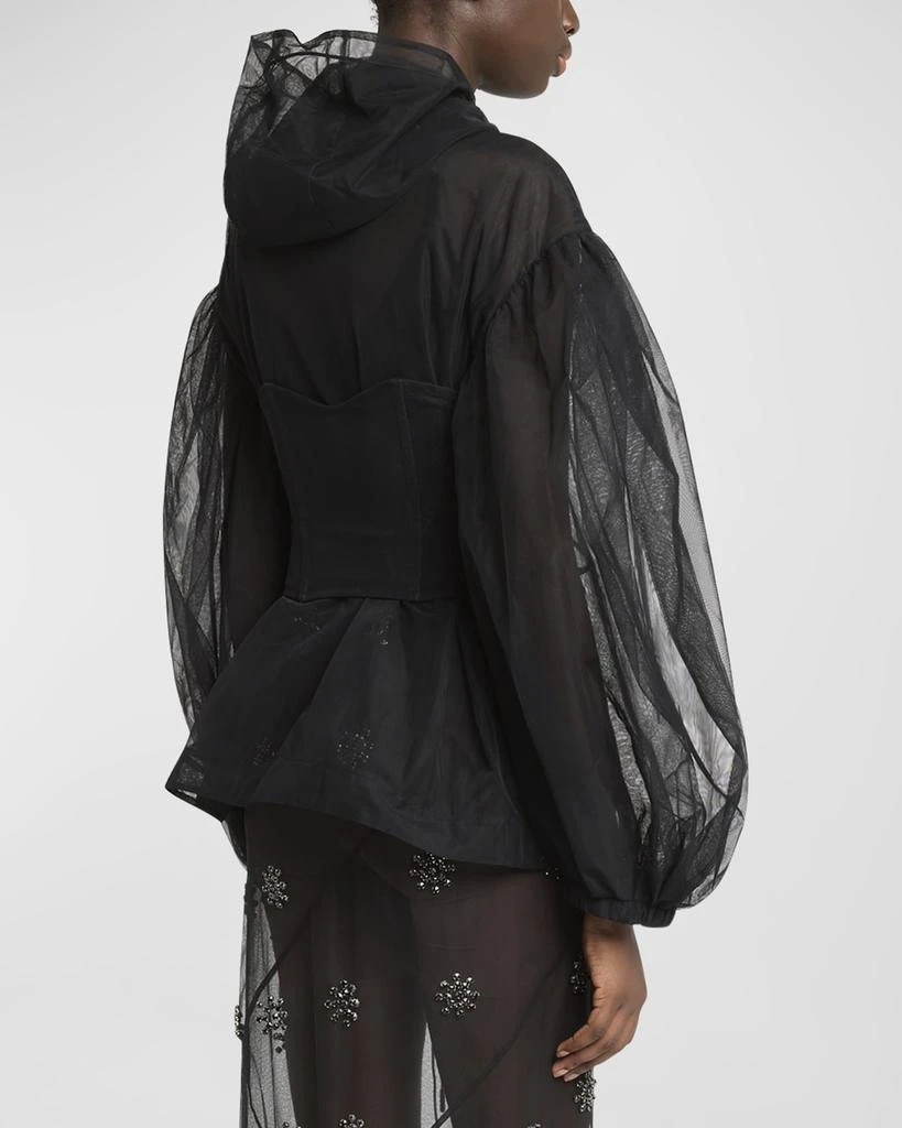 Simone Rocha Puff-Sleeve Parka Jacket with Embellished Corset Bodice 5