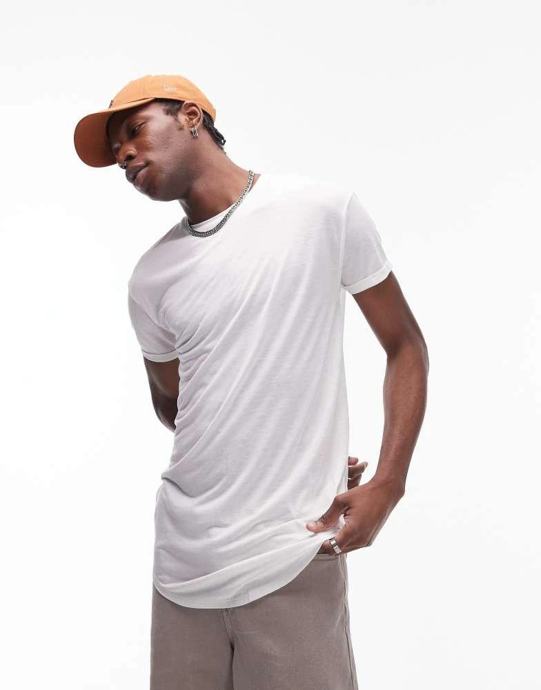Topman Topman longline t-shirt in white 1