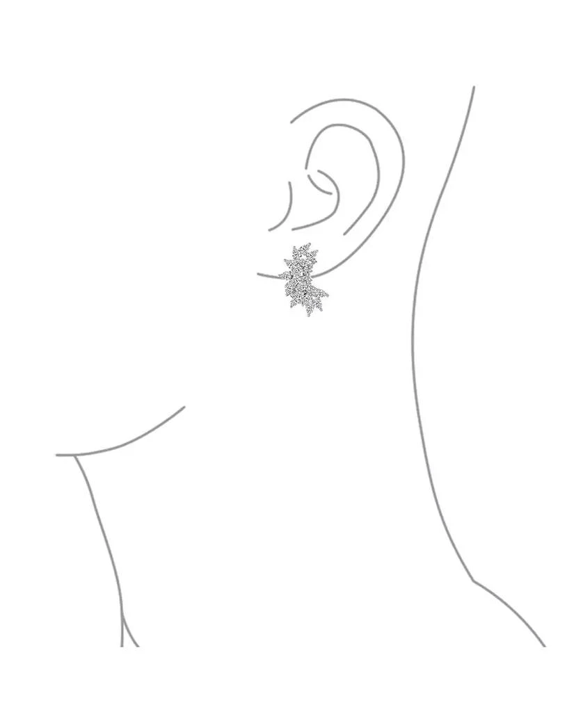 Bling Jewelry Elegant Statement Ear Crawler Clusters Sparkling Cubic Zirconia CZ Leaf Clip On Earrings Non Pierced Ears 3