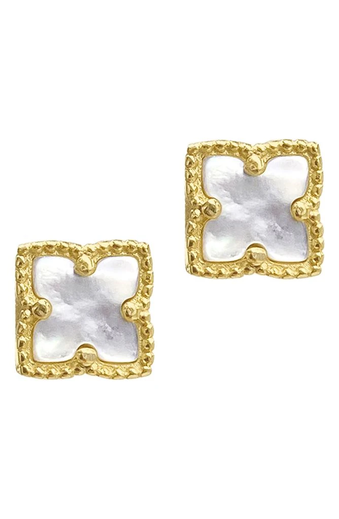 ADORNIA Flower Mother of Pearl Stud Earrings
