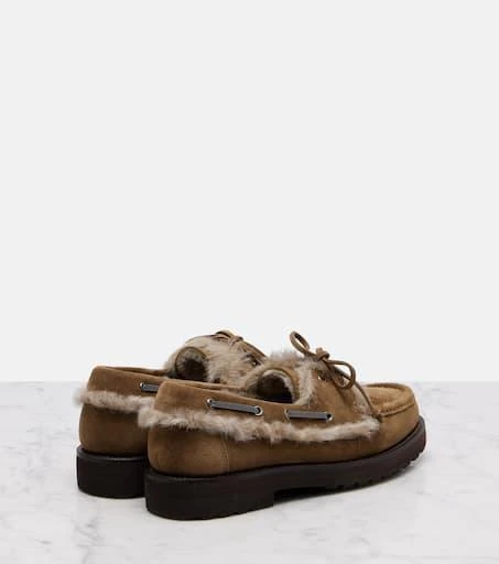Brunello Cucinelli Shearling-lined suede boat shoes 2