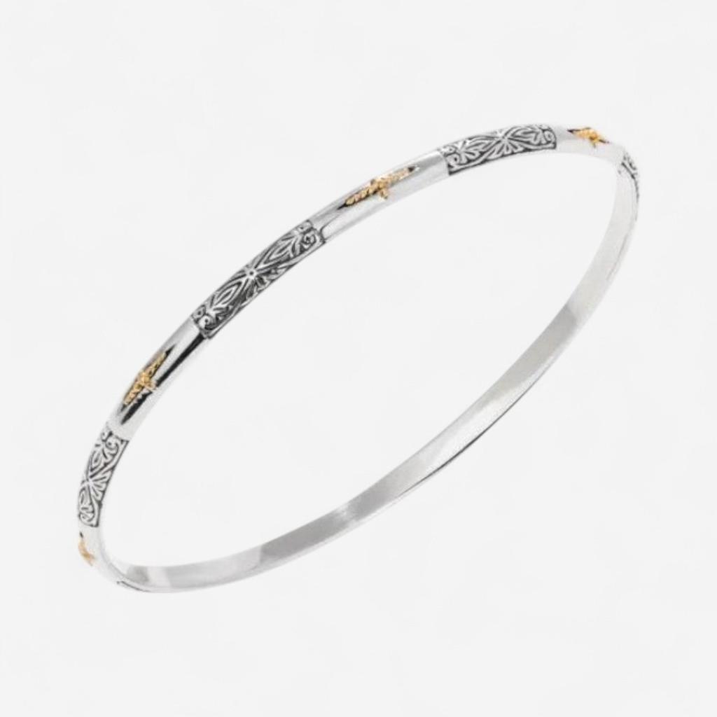 Konstantino Konstantino Sterling Silver & 18K Yellow Gold Cross Bangle Bracelet BKJ213-130