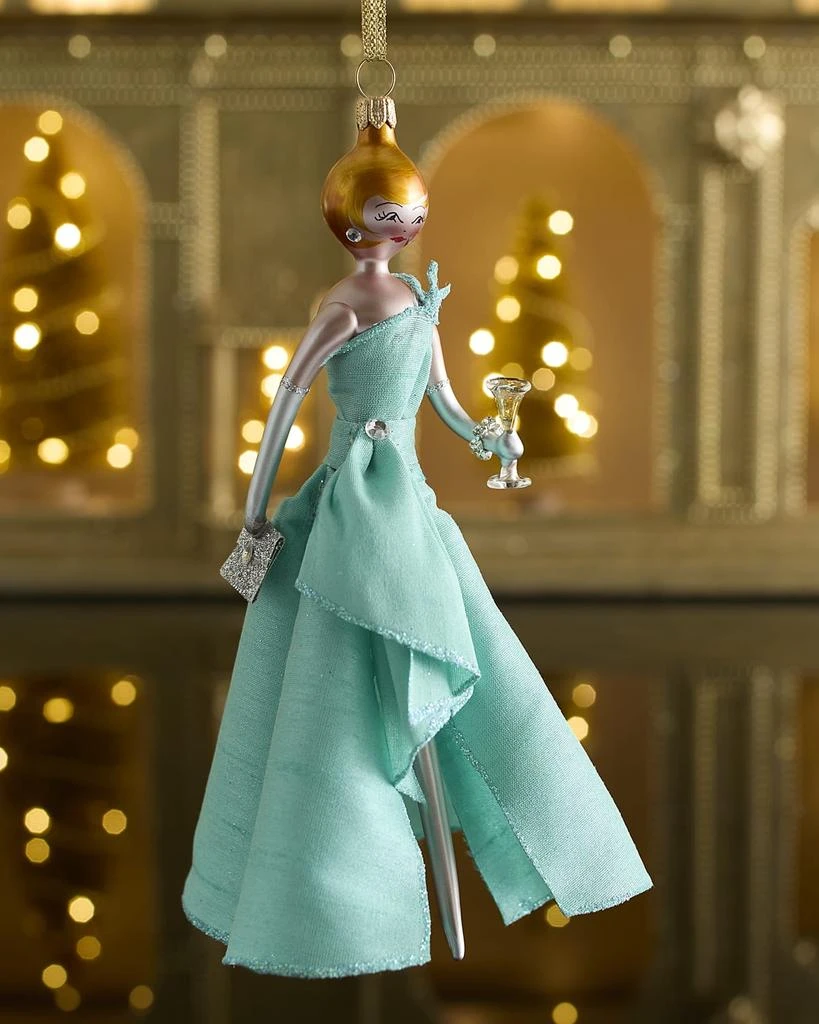 De Carlini Fashionista in Seaglass Gown Christmas Ornament 1