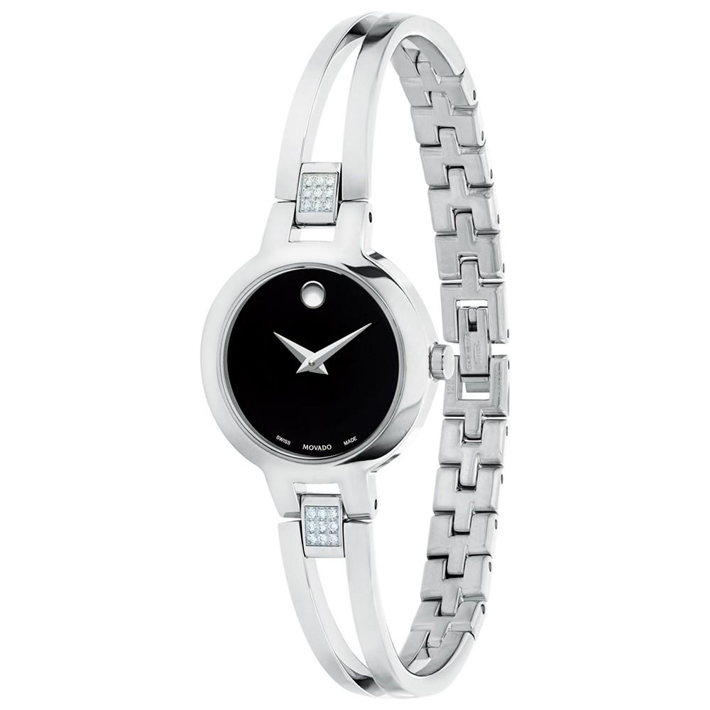 Movado Women's Swiss Amorosa Diamond-Accent Stainless Steel Bangle Bracelet Watch
