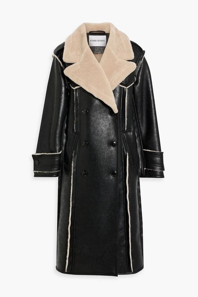 STAND STUDIO Frankie double-breasted faux shearling coat 1
