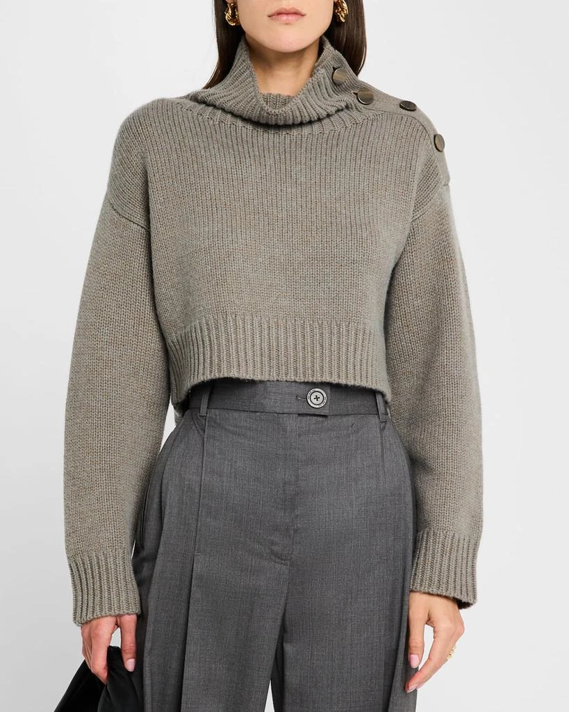 Yves Salomon Buttoned Wool-Cashmere Turtleneck Sweater 4