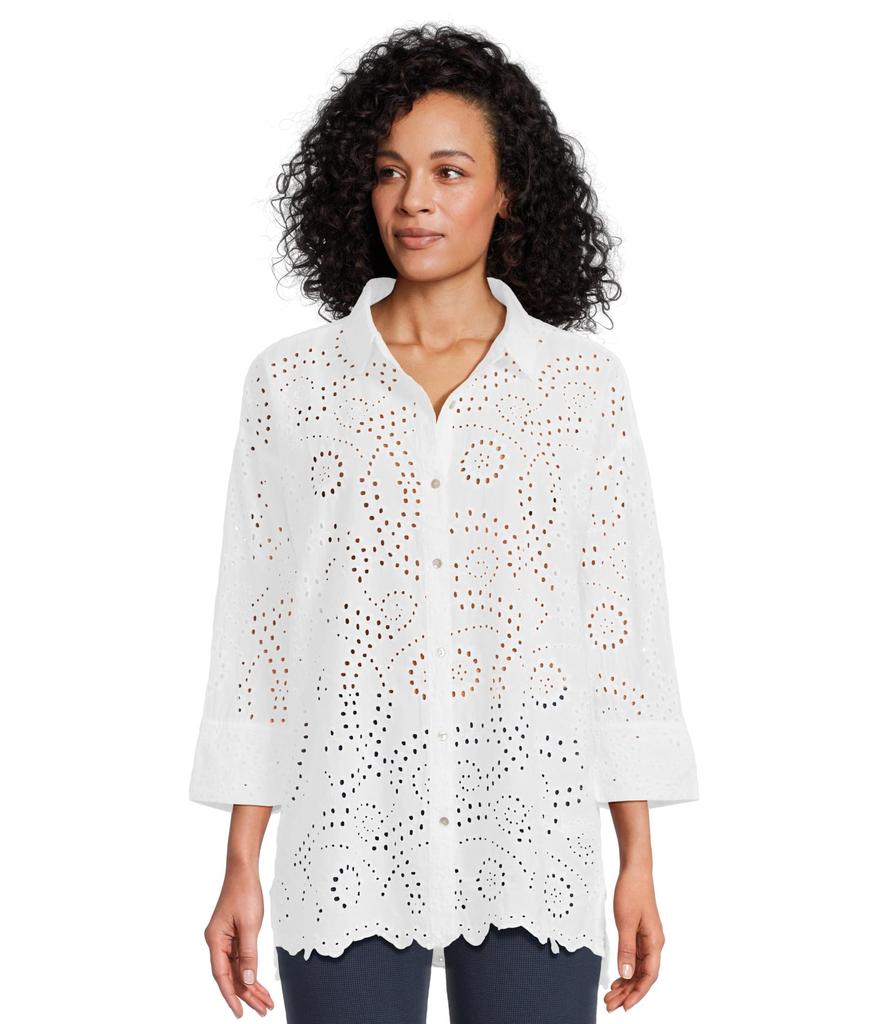 Mod-o-doc 3/4 Sleeve Easy Lace Shirt