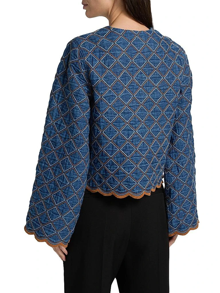 Cara Cara Marvis Embroidered Quilted Denim Crop Jacket 5