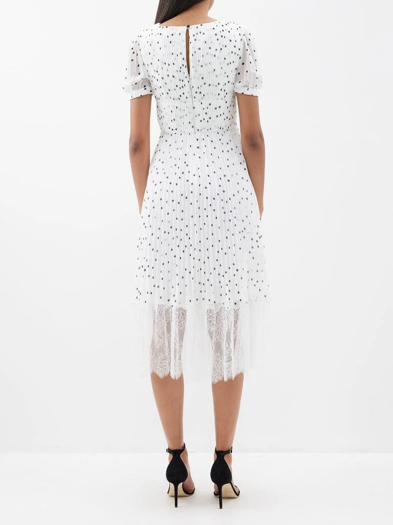 Self-Portrait Polka-dot pleated chiffon midi dress 5