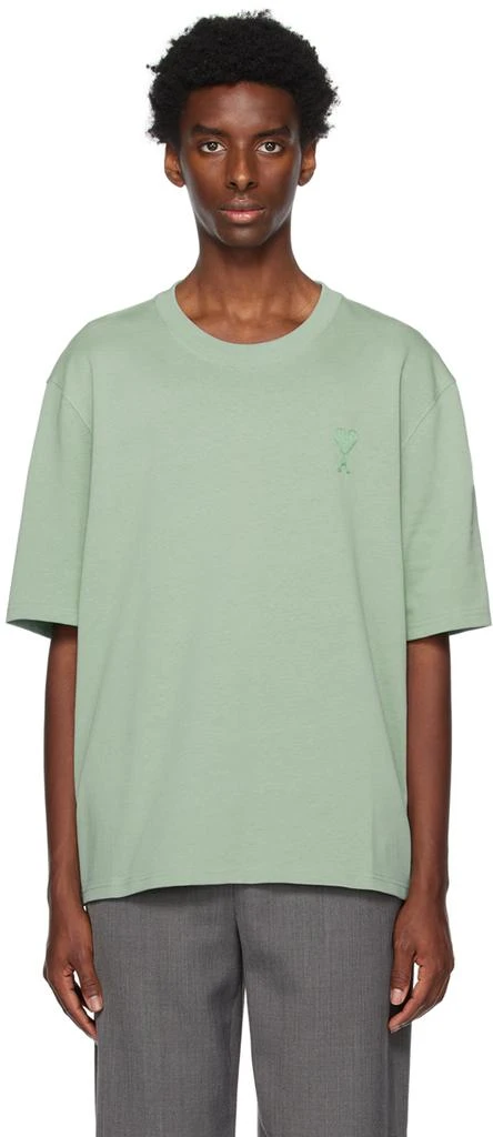 AMI Paris SSENSE Exclusive Green Ami de Cœur T-Shirt 1