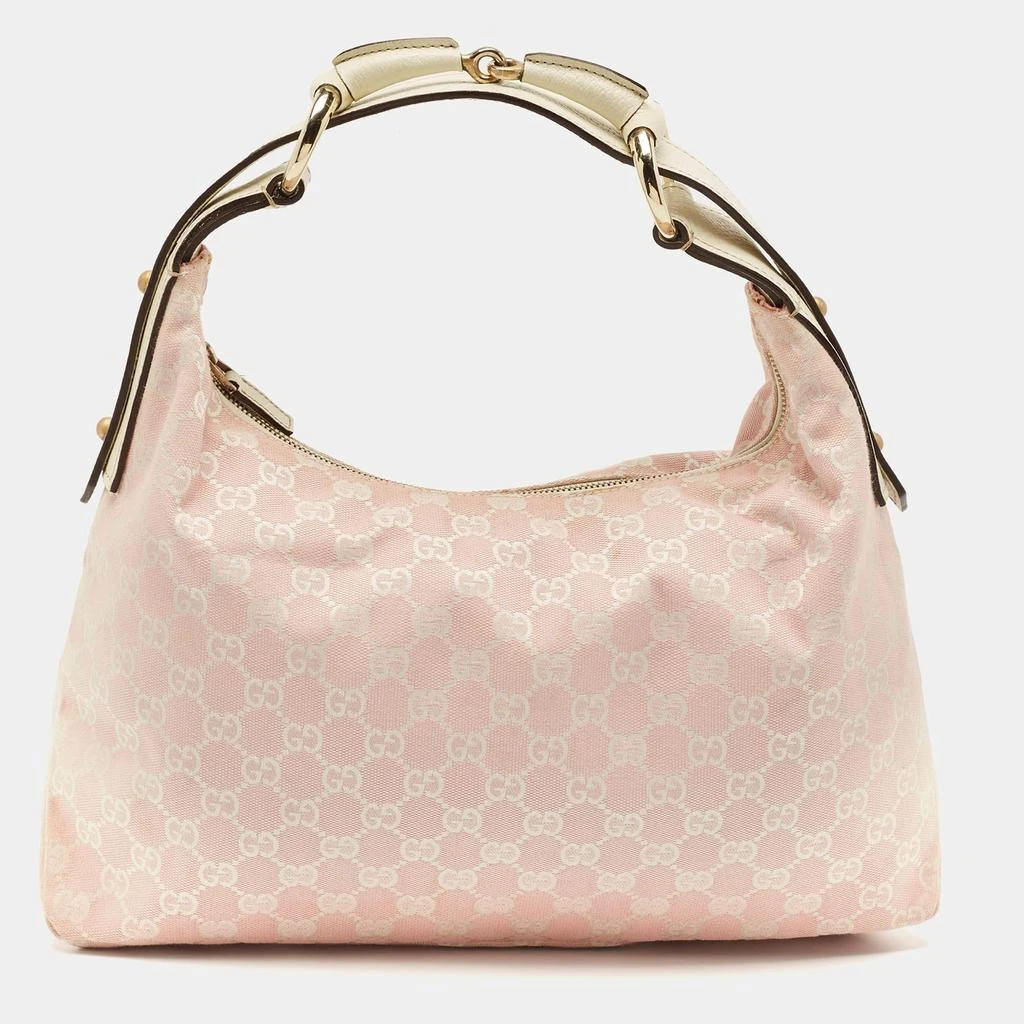 Gucci Gucci Pink/Off White GG Canvas Medium Horsebit Hobo 1