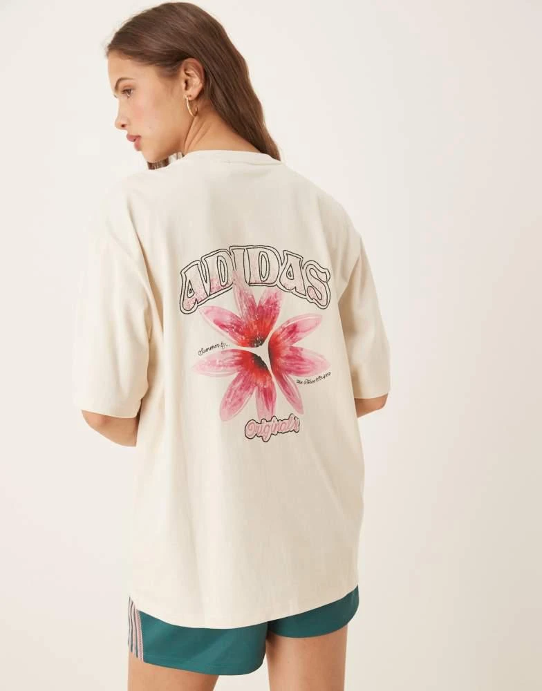 Adidas adidas Originals floral graphic t-shirt in off white 1