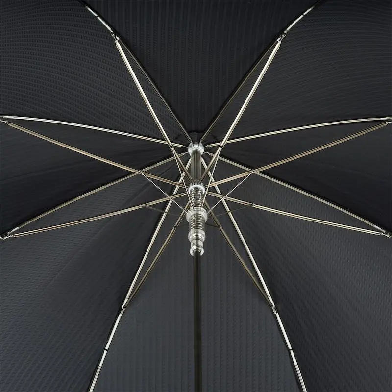 PASOTTI Pasotti Black Check Luxury Umbrella with Silver Labrador Handle 5