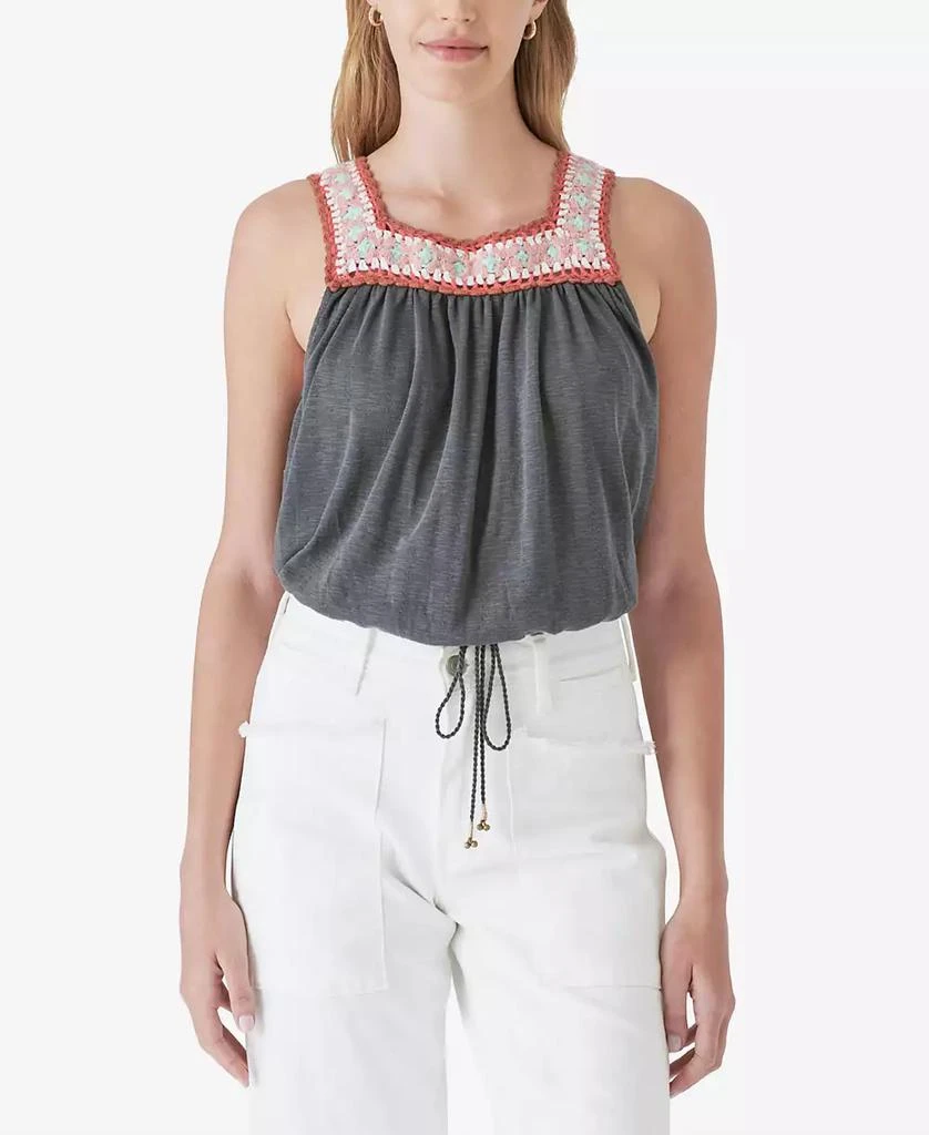 Lucky Brand Women's Cotton Crochet-Trim Bubble Tank 1