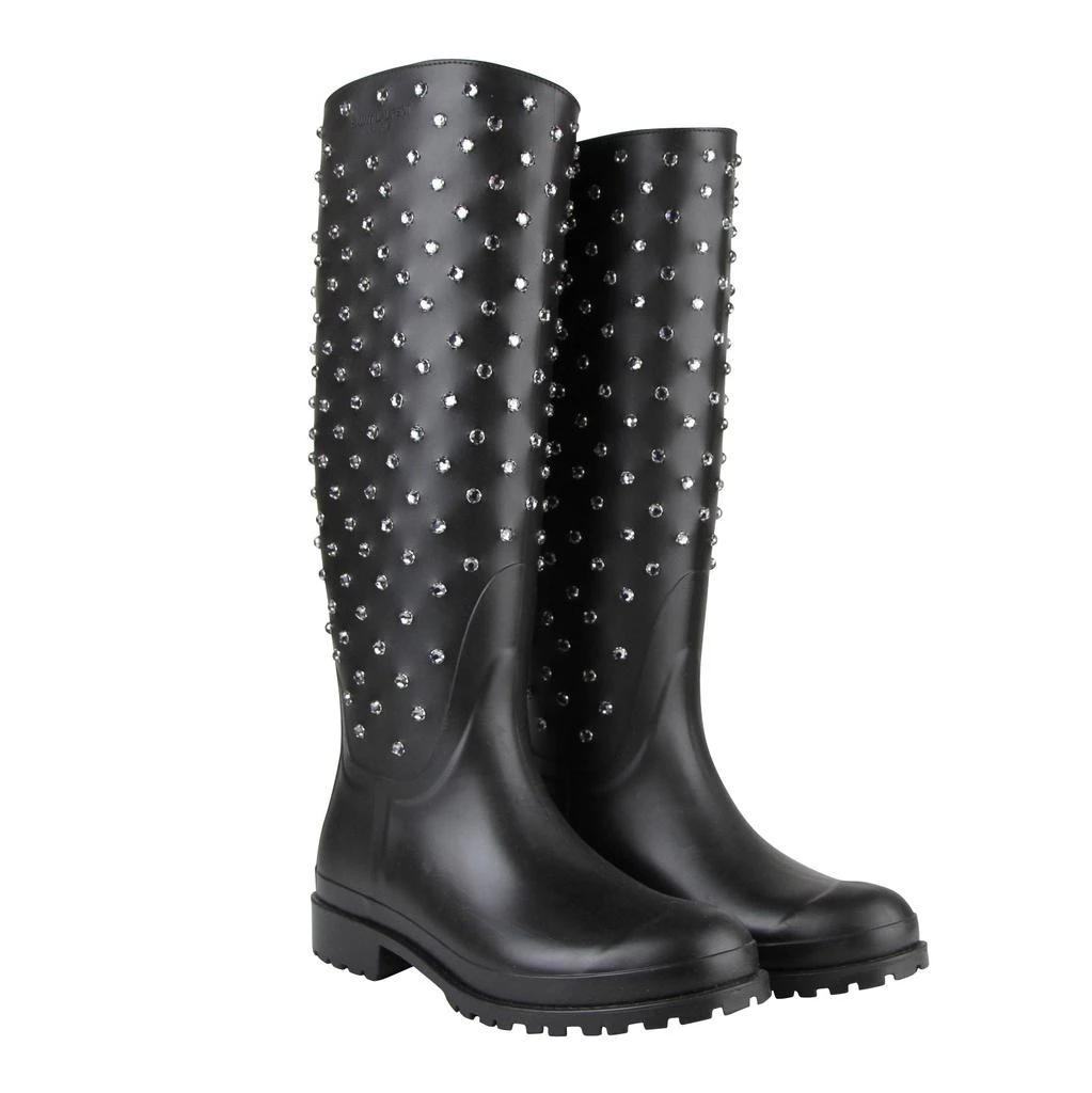 Yves Saint Laurent Women's  Rubber Women Rain Boots With Crystal Studs (36 EU / 6 US) 4