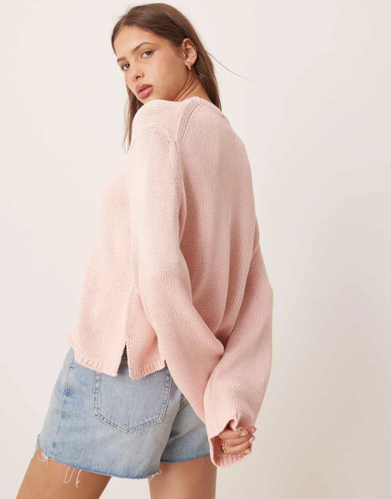 ASOS ASOS DESIGN oversized crew neck jumper in pink 4