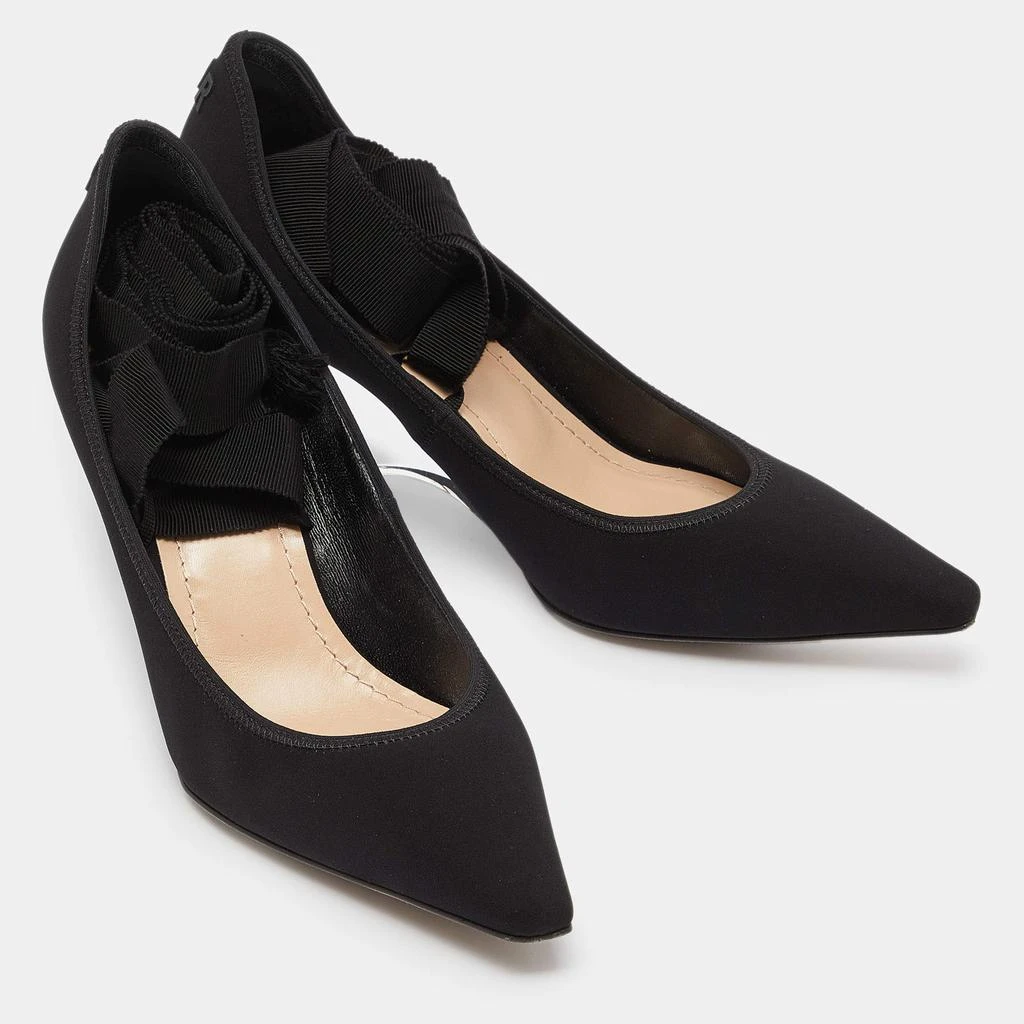 Dior Dior Black Neoprene Lucite Etoile Ankle Wrap Wedge Pumps Size 38 4