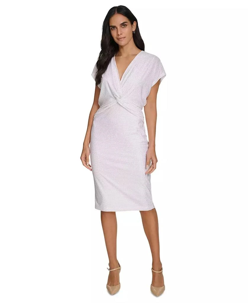 Shop Women's Metallic-Dot Twisted Front Midi Dress on Sale at BeyondStyle   Get 64% Off Women's Metallic-Dot Twisted Front Midi Dress with Limited-Time  Flash Deals, Exclusive Discounts, and Special Offers. Enjoy Unbeatable