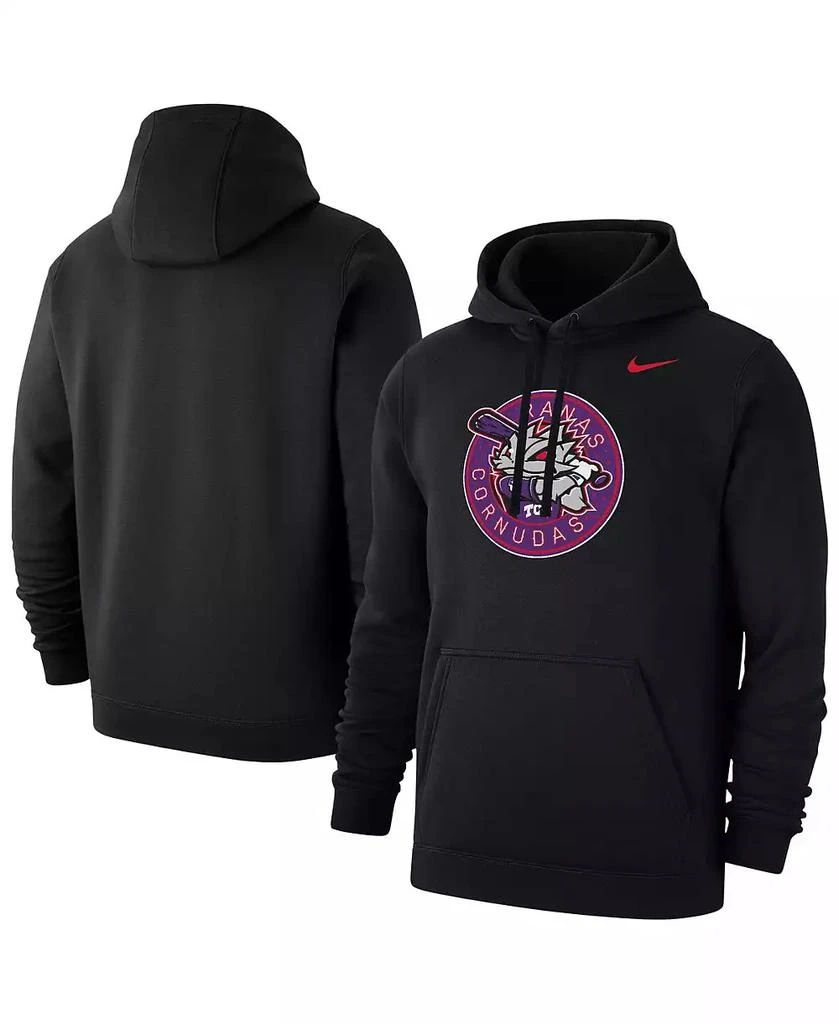NIKE Men's Black TCU Horned Frogs Ranas Cornudas Baseball Club Fleece Pullover Hoodie 1